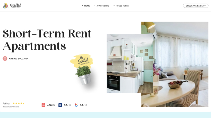 Screenshot on Soulful Apartments Website
