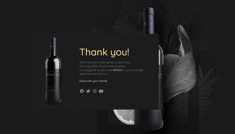 Purchase Confirmation Thank You Page Examples Wine Store Design Concept