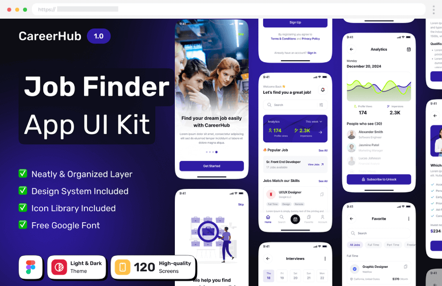 CareerHub Job Finder Mobile App UI Kit