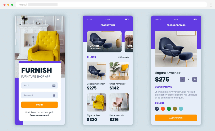 Furniture Shopping App Collection Free Template