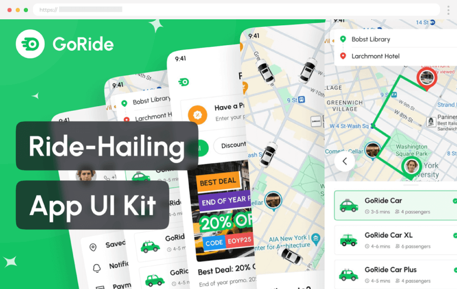 GoRide Hailing App UI Kit