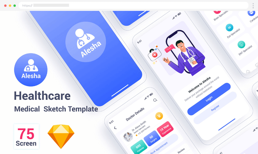 Healthcare Medical Mobile App UI Template