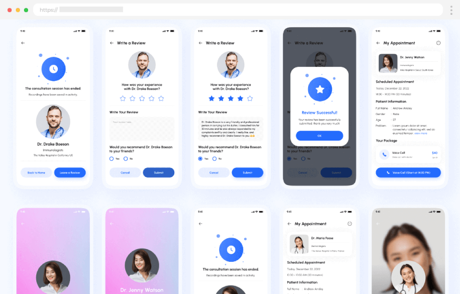 Mobile App Design Templates Medica Online Doctor Appointment & Consultation App UI Kit by Sobakhul Munir Siroj