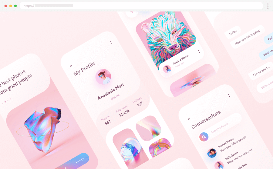 Mobile App Design Templates Social Mobile App UI Kit by Anastasia Marinicheva