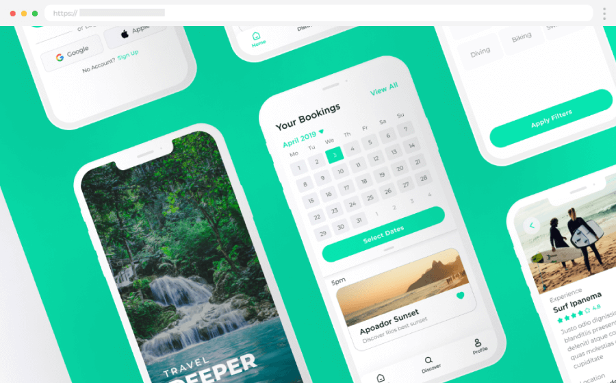 Mobile App Design Templates Travel App UI Kit & Design System by Milas Designs