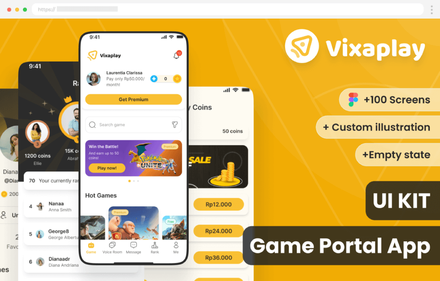 Mobile App Design Templates UI Kit Gaming Mobile App Vixaplay Premium by Vixturistic Studio