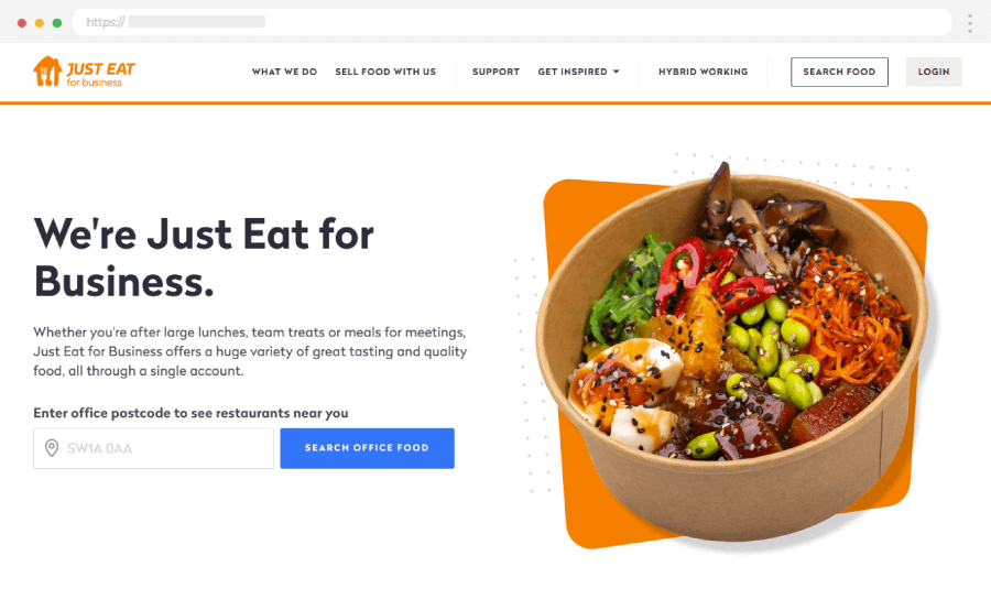 landing page just eat website
