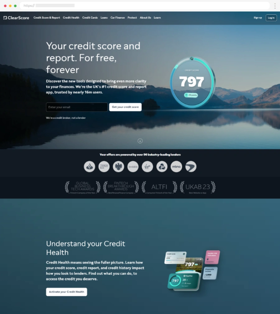 Finance Websites Example 03 Clear Score