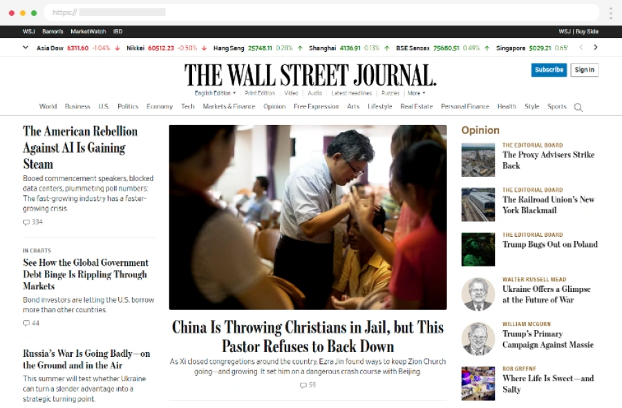 Finance Websites Example 12 Wallstreet Journal